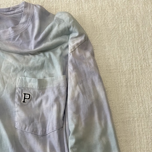 PINK victoria secret campus long sleeve Shirt Women's Large Tie Dye Purple Blue - Picture 3 of 5